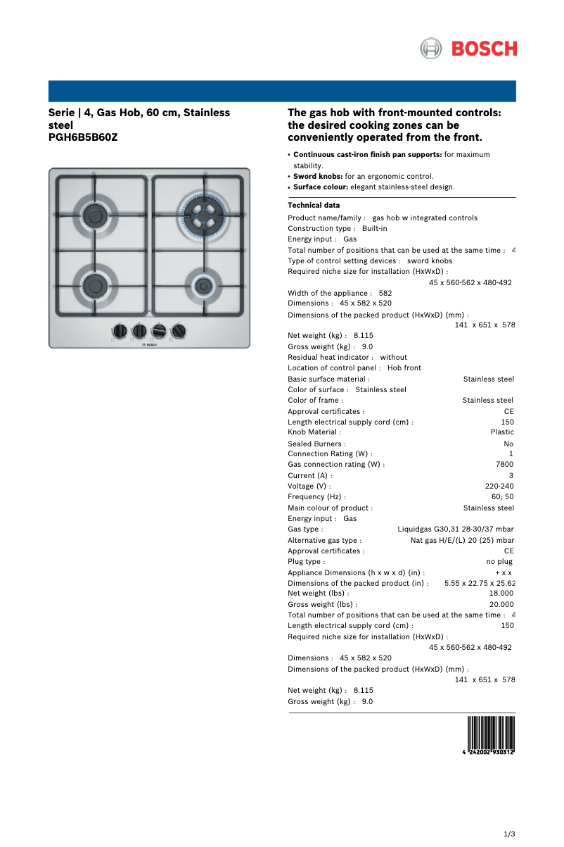Image de la première page du manuel de l'appareil PGH6B5B60Z