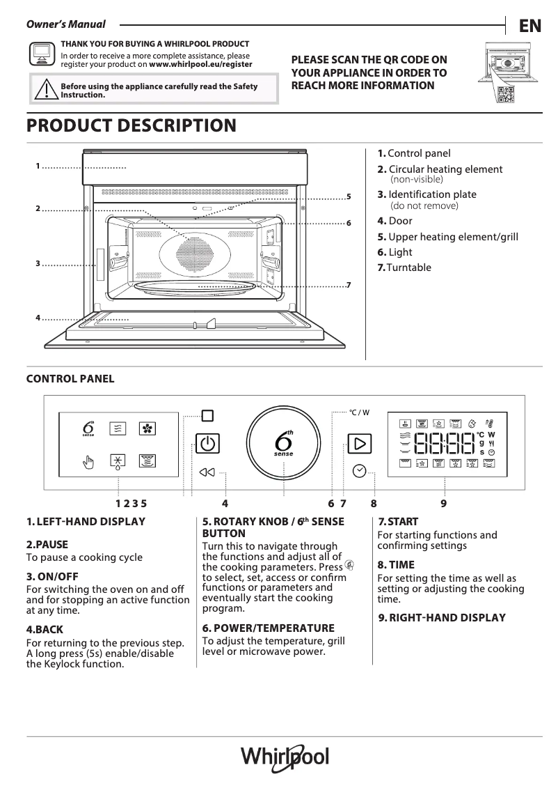 Página 1 del manual Manual de uso y mantenimiento Whirlpool WMW57DHME