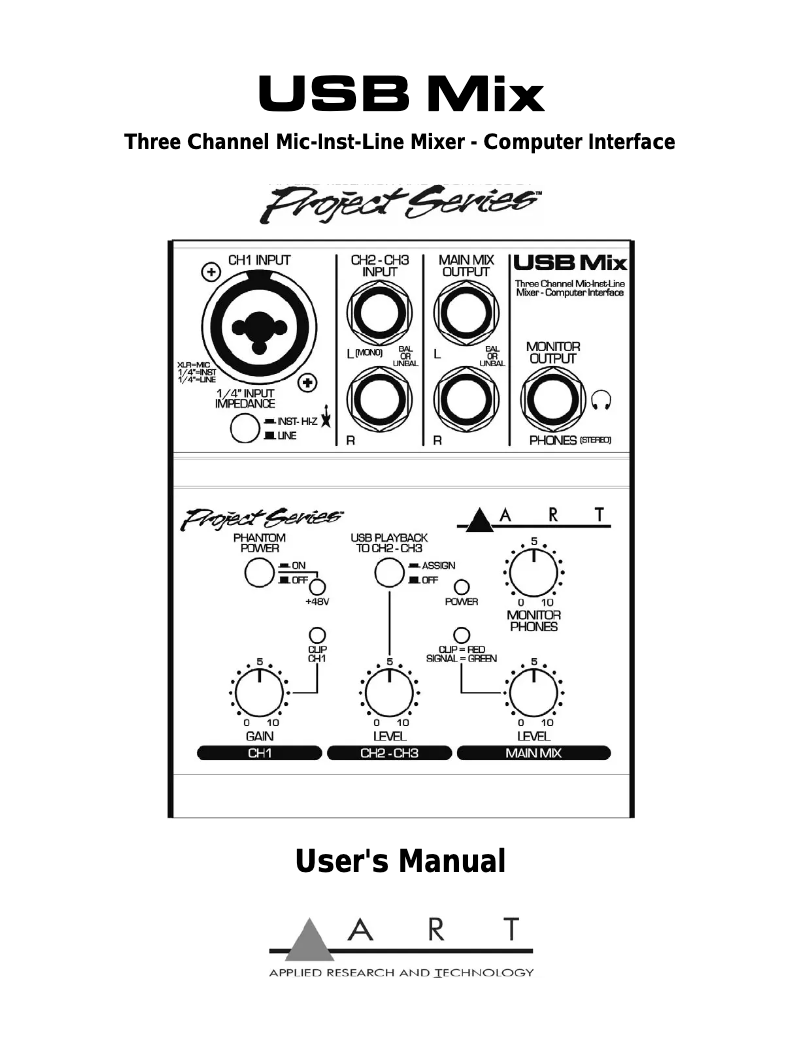 Page 1 de la notice Manuel utilisateur ART USB Mix