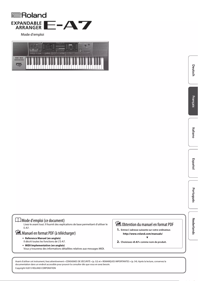 Image de la première page du manuel de l'appareil E-A7