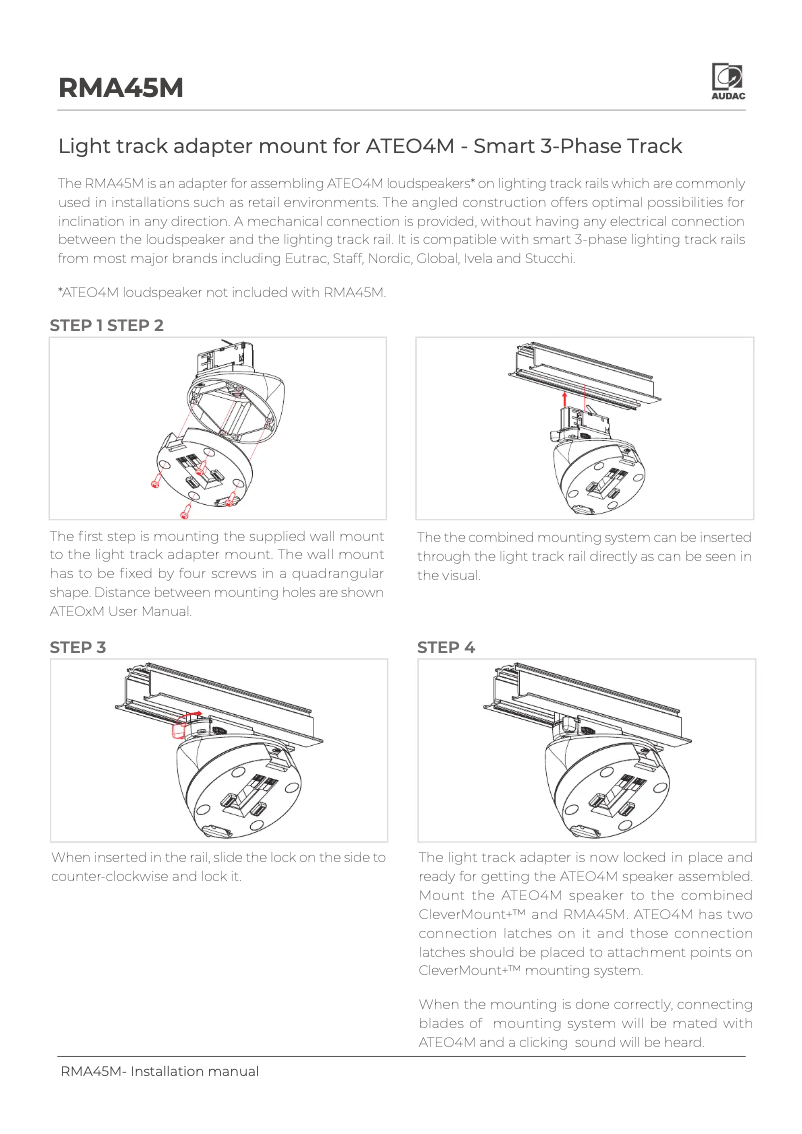 Page n°1 - Manuel utilisateur Audac RMA45M