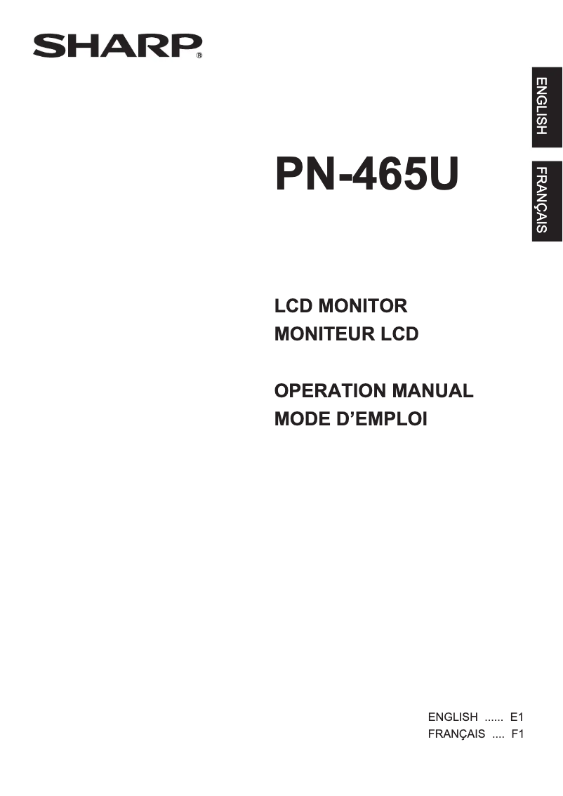 Page n°1 - Manuel utilisateur Sharp PN-465U