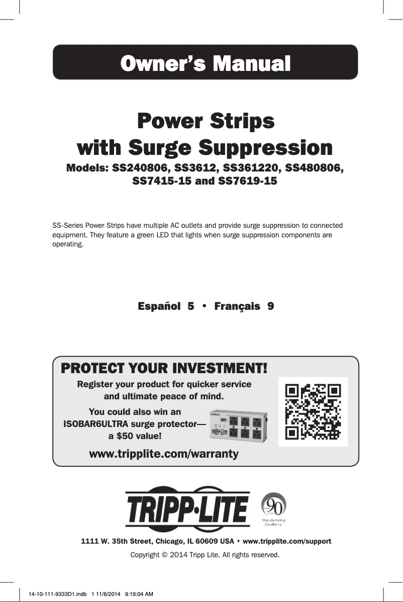 Page 1 de la notice Manuel utilisateur Tripp Lite SS3612