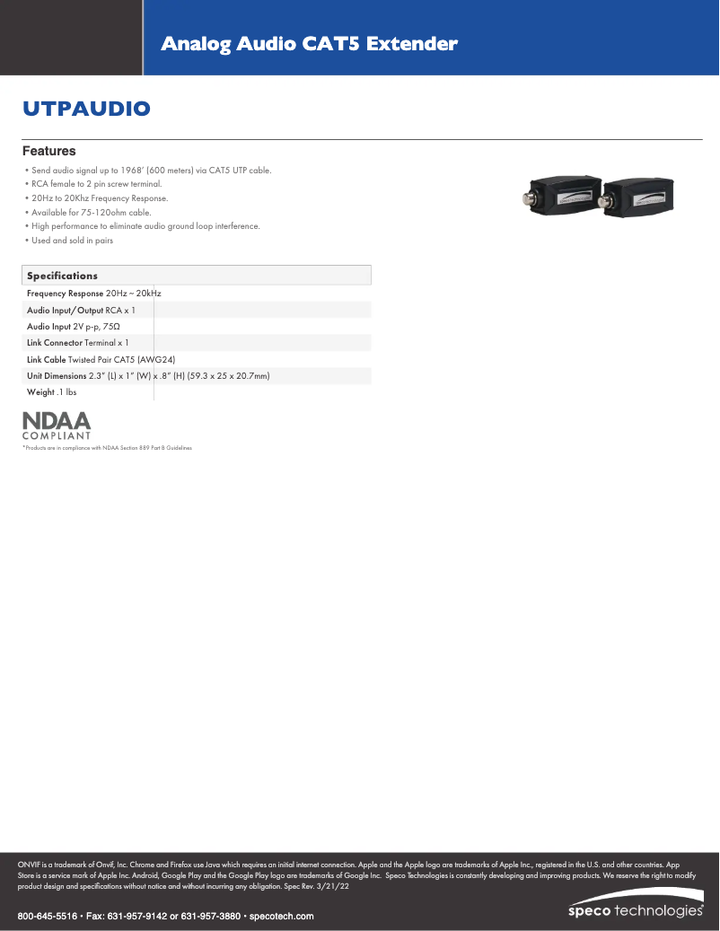 Image de la première page du manuel de l'appareil UTPAUDIO