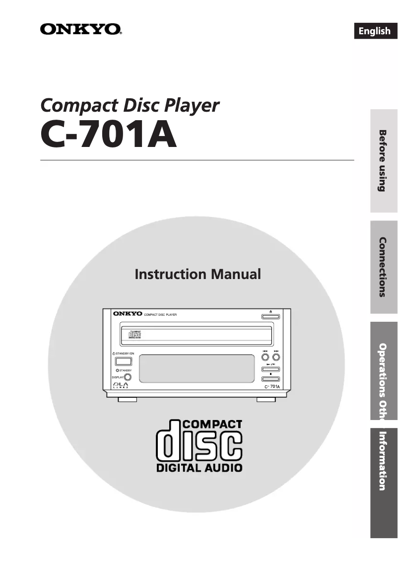 Page n°1 - Manuel utilisateur Onkyo C-701A