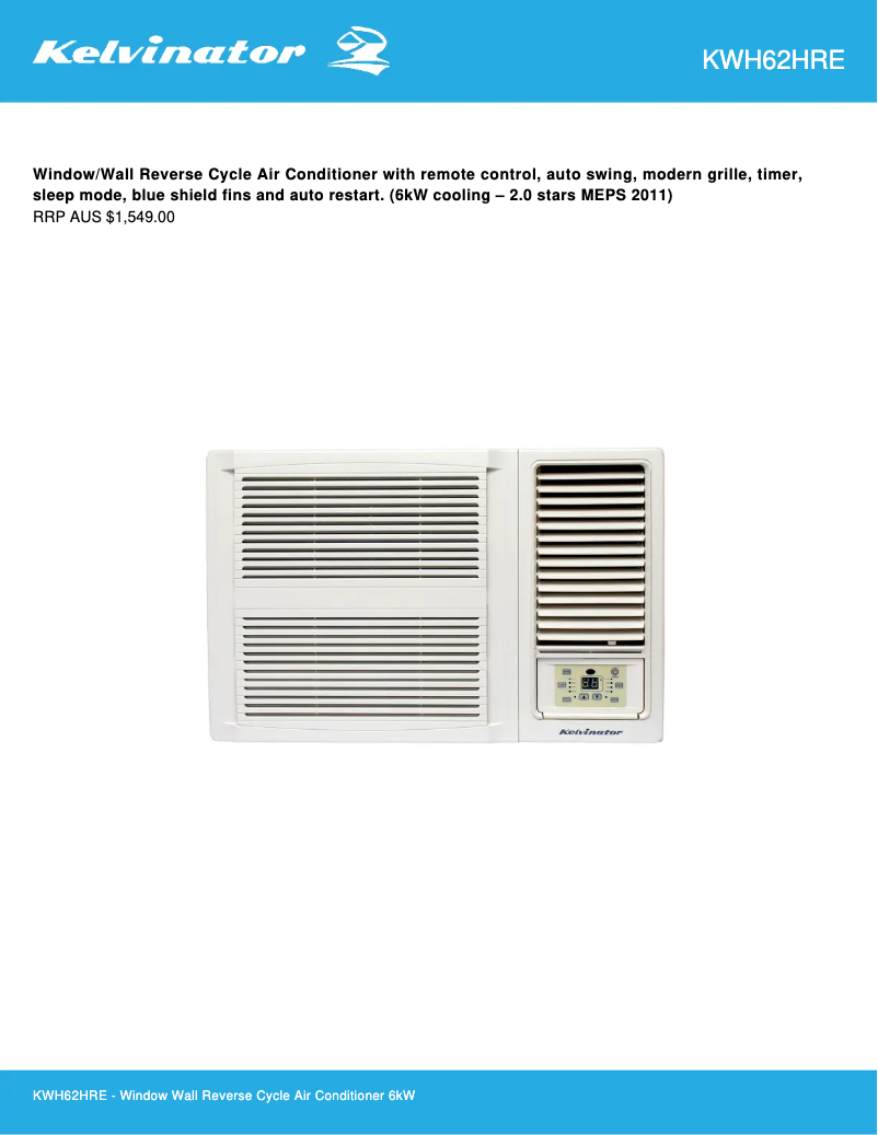 Page n°1 - Fiche technique Kelvinator KWH62HRE