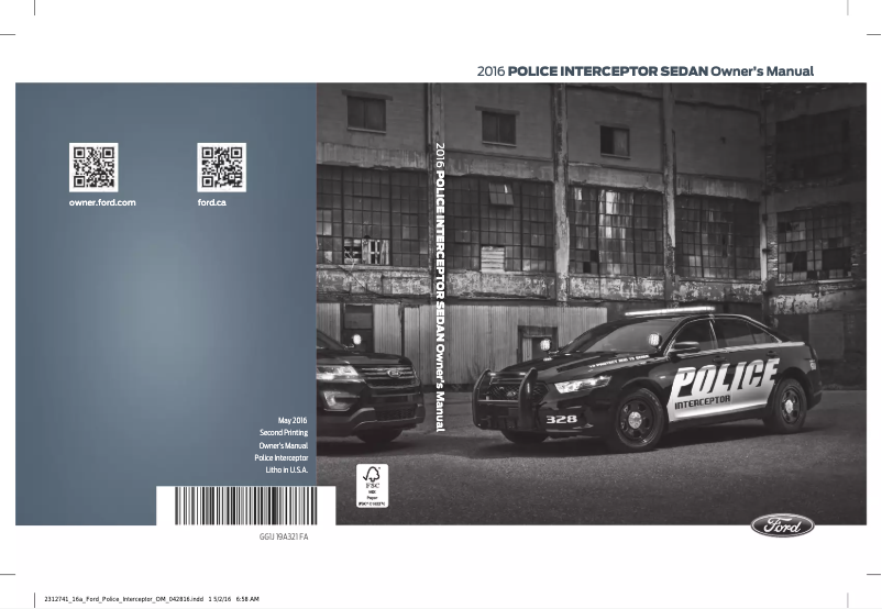 Page 1 de la notice Manuel utilisateur Ford Police Interceptor Sedan (2016)