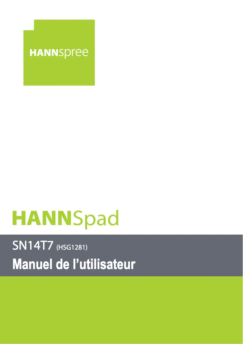 Page 1 de la notice Manuel utilisateur Hannspree HannsPad SN14T71