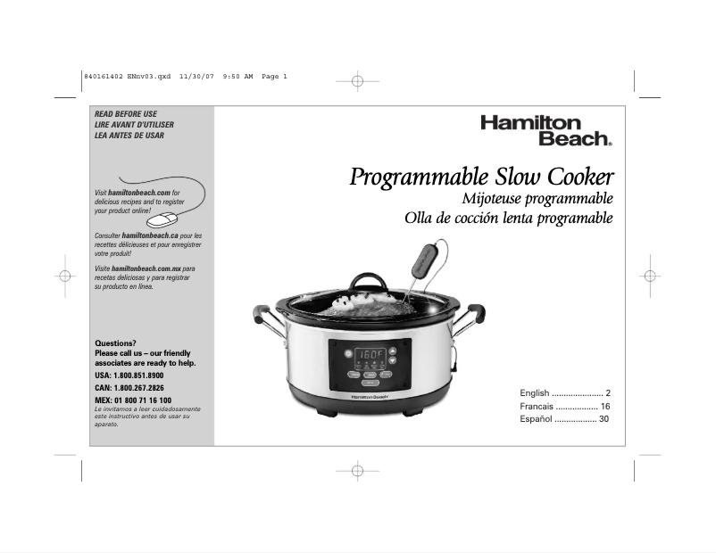 Page 1 de la notice Manuel utilisateur Hamilton Beach 51101