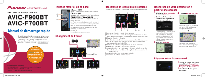 Image de la première page du manuel de l'appareil AVIC-F900BT