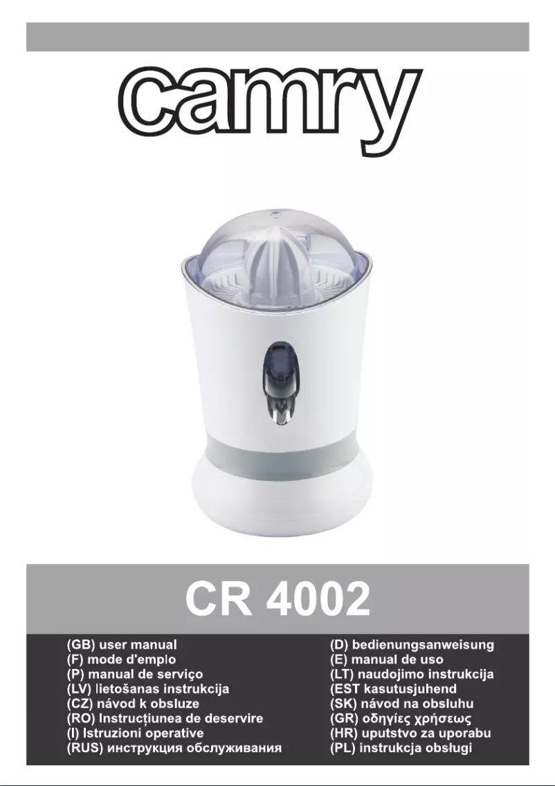 Page 1 de la notice Manuel utilisateur Camry CR 4002