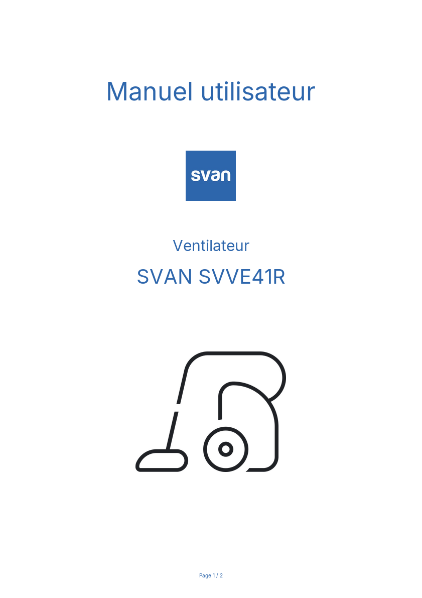 Image de la première page du manuel de l'appareil SVVE41R