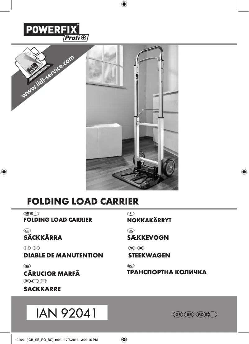 Page n°1 - Manuel utilisateur Powerfix IAN 92041