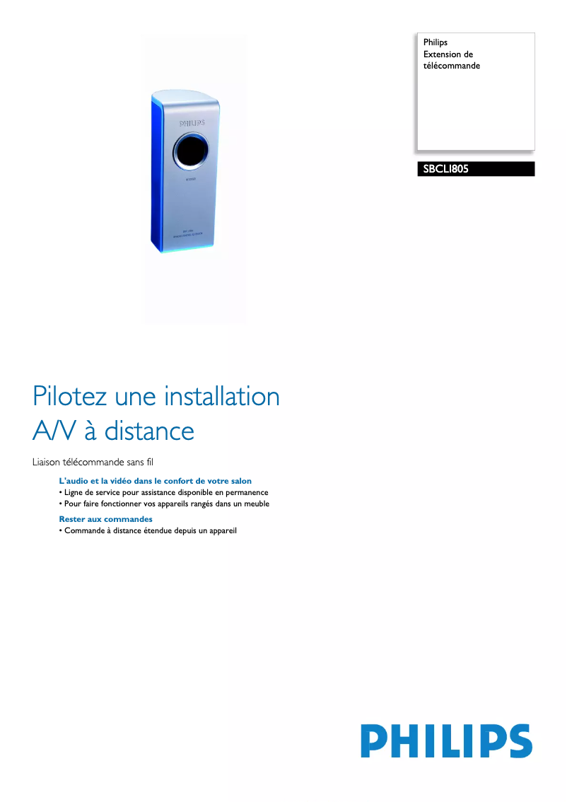 Page 1 de la notice Fiche technique Philips SBCLI805