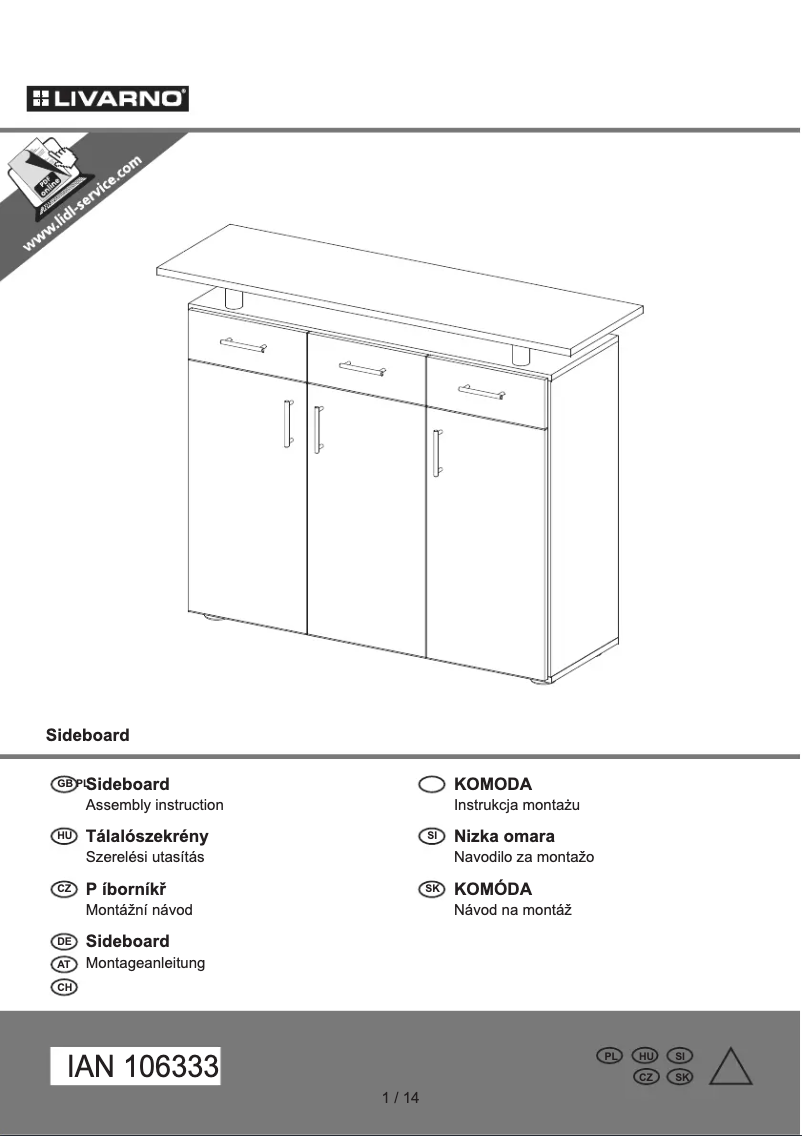 Page 1 de la notice Manuel utilisateur Livarno Lux IAN 106333