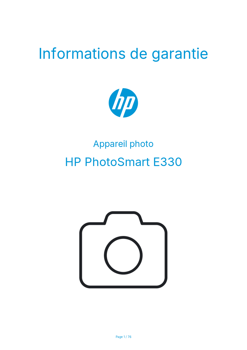 Image de la première page du manuel de l'appareil PhotoSmart E330