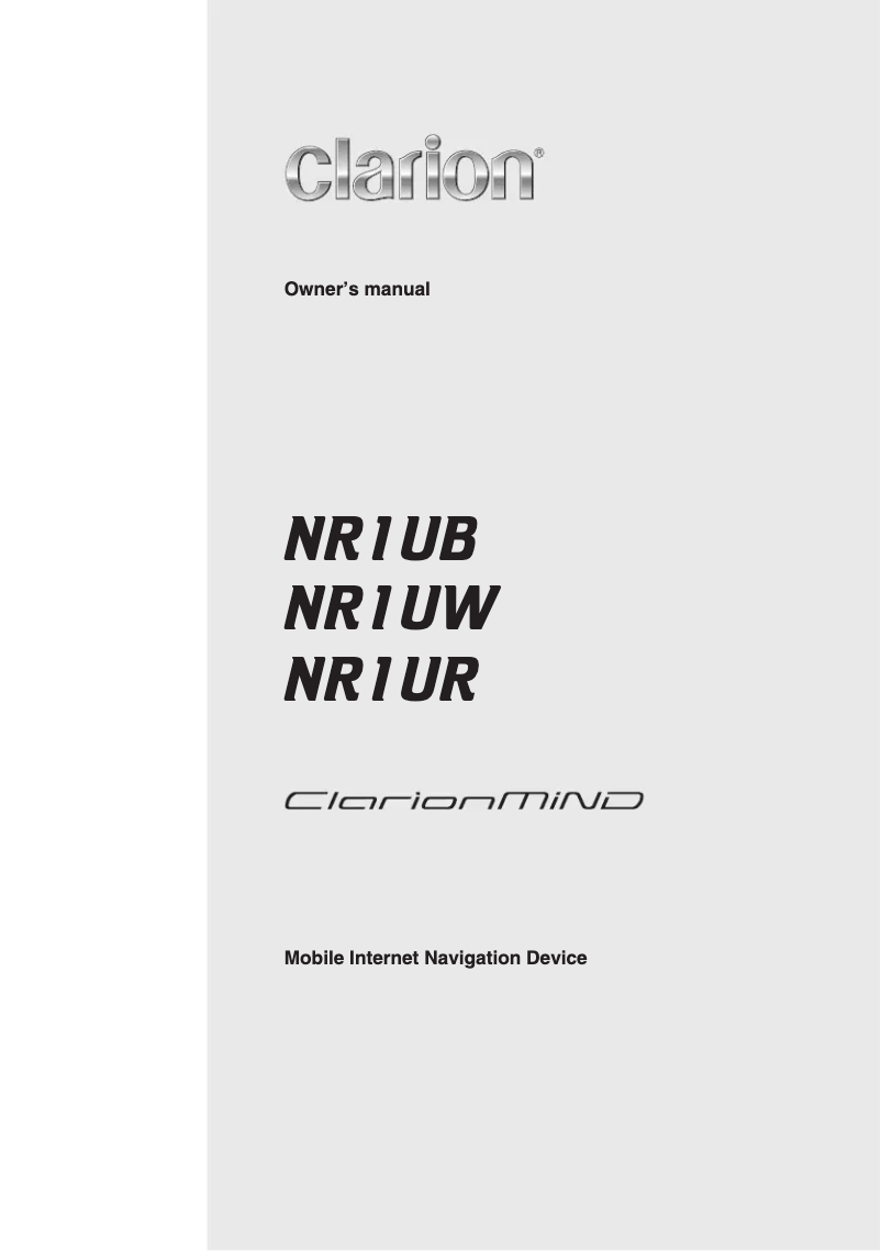 Page n°1 - Manuel utilisateur Clarion NR1UB