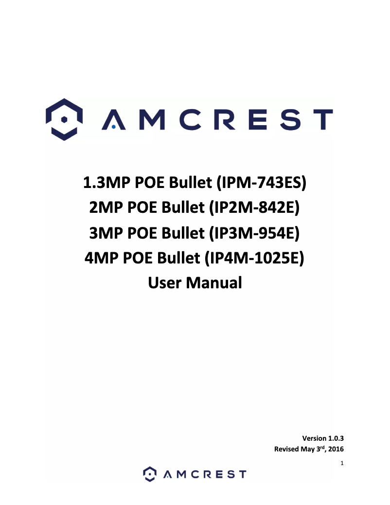Page 1 de la notice Manuel utilisateur Amcrest IP3M-954EB