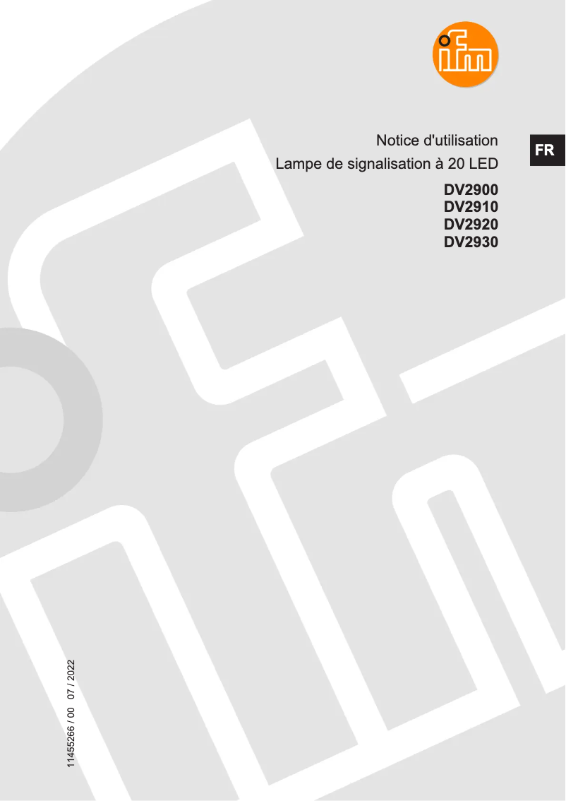 Page 1 de la notice Manuel utilisateur IFM DV2900