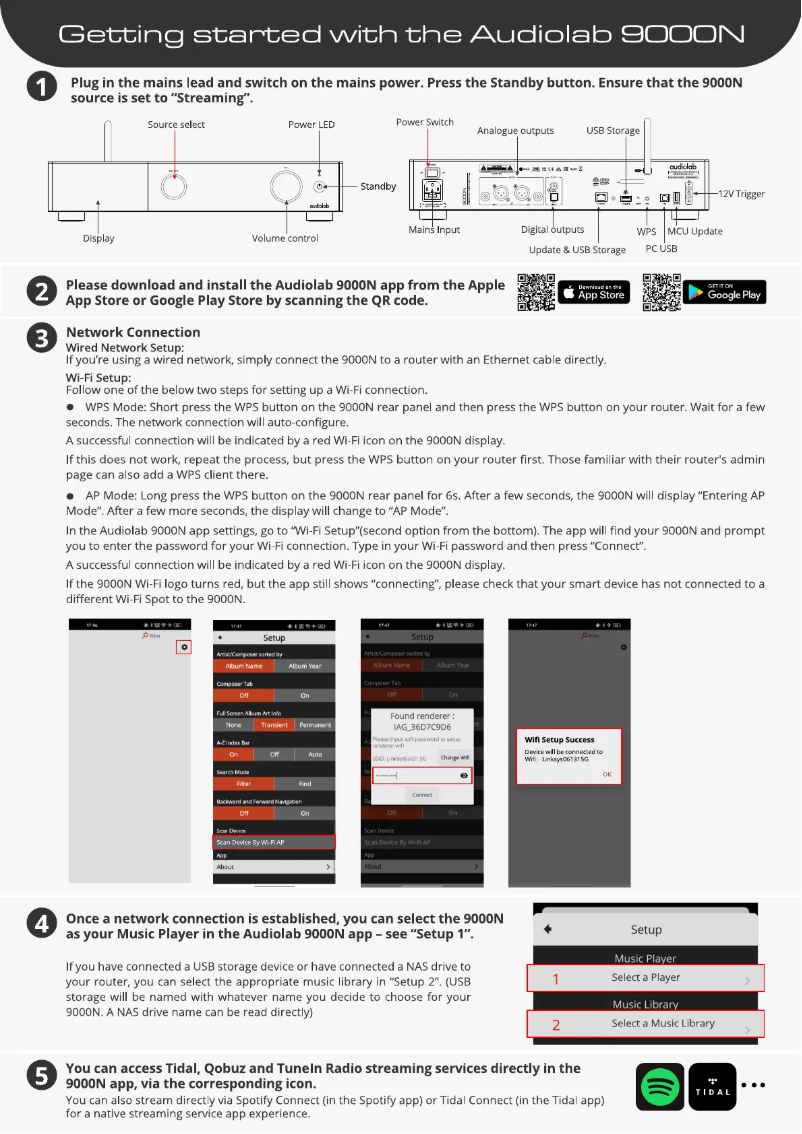 Page n°1 - Guide de démarrage rapide Audiolab 9000N
