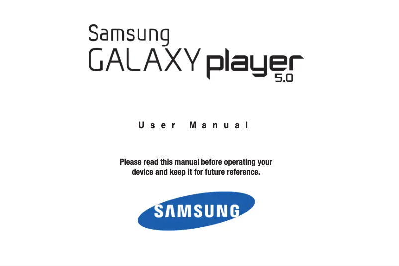 Page 1 de la notice Manuel utilisateur Samsung Galaxy Player 50