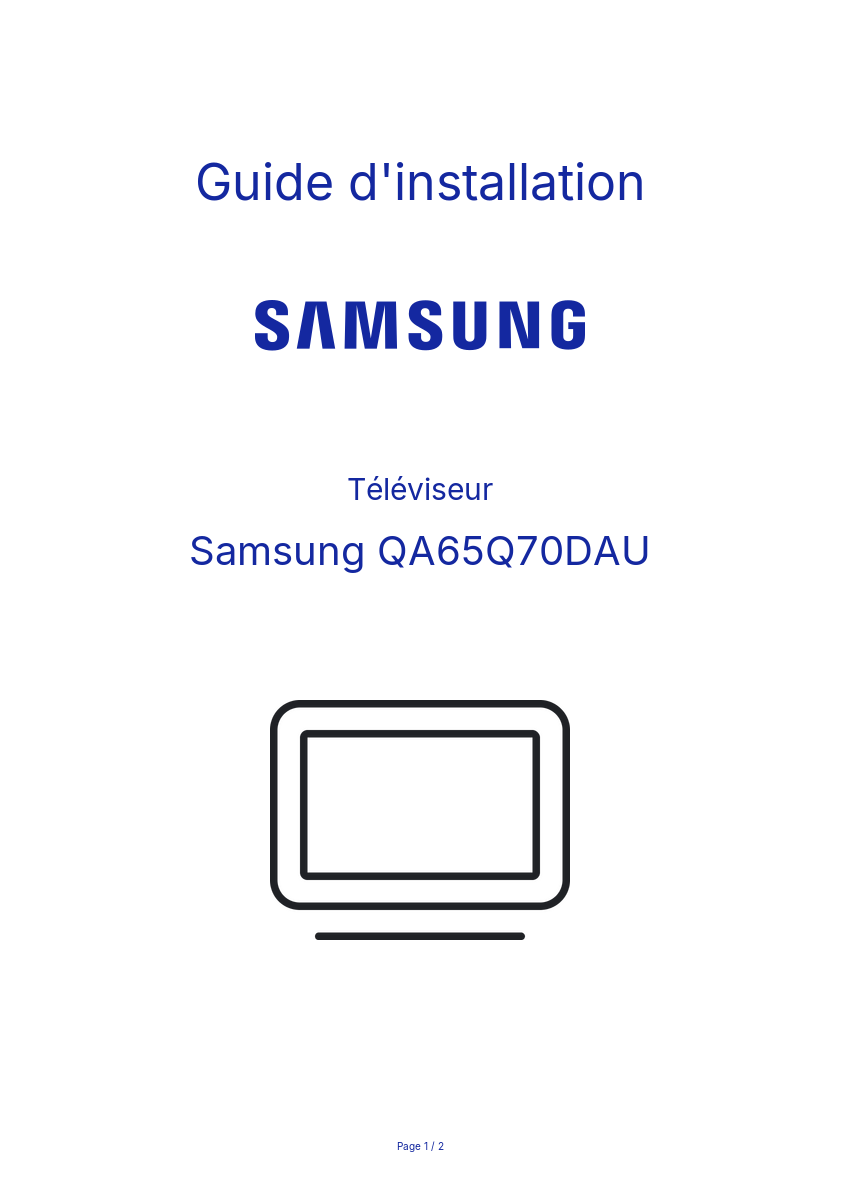 Page n°1 - Guide d'installation Samsung QA65Q70DAU