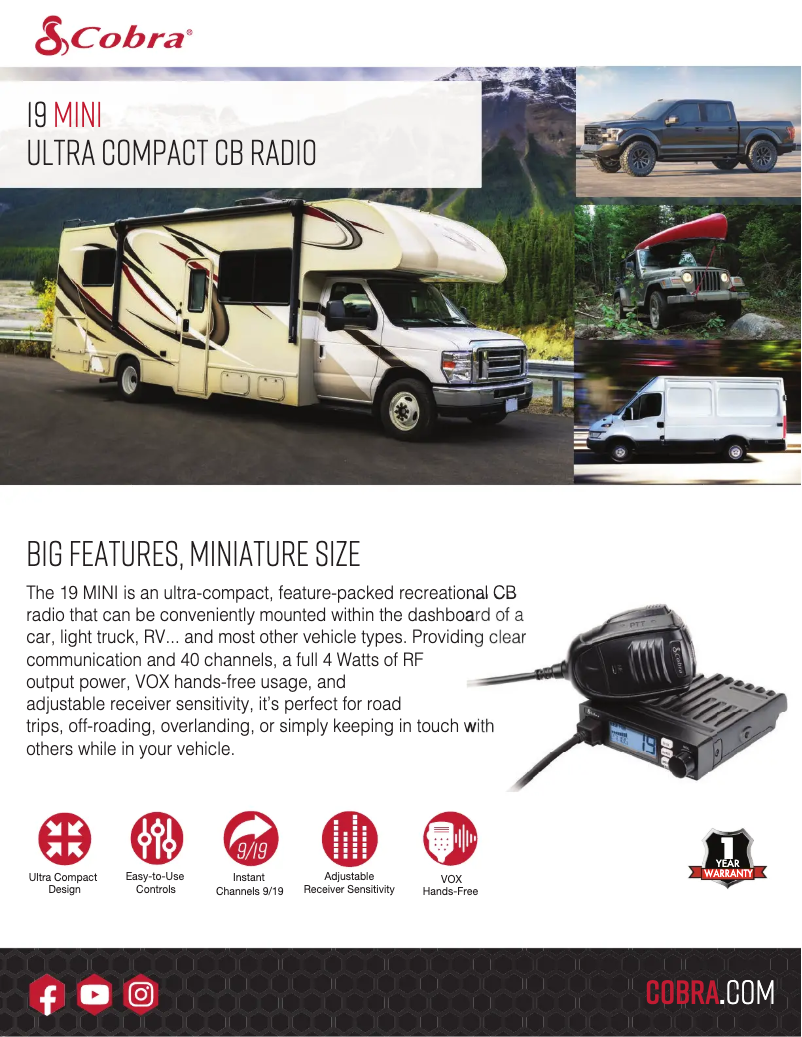 Página 1 del manual Ficha técnica Cobra 19 MINI
