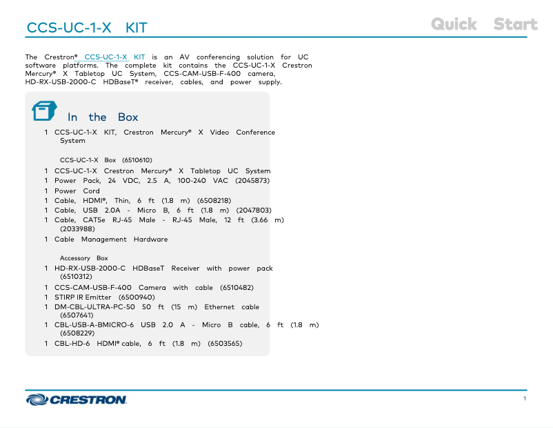 Image de la première page du manuel de l'appareil CCS-UC-1-X KIT