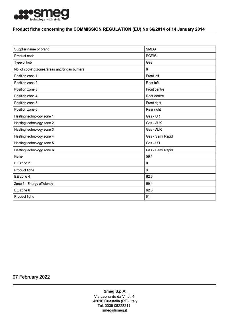 Page n°1 - Brochure Smeg PGF96