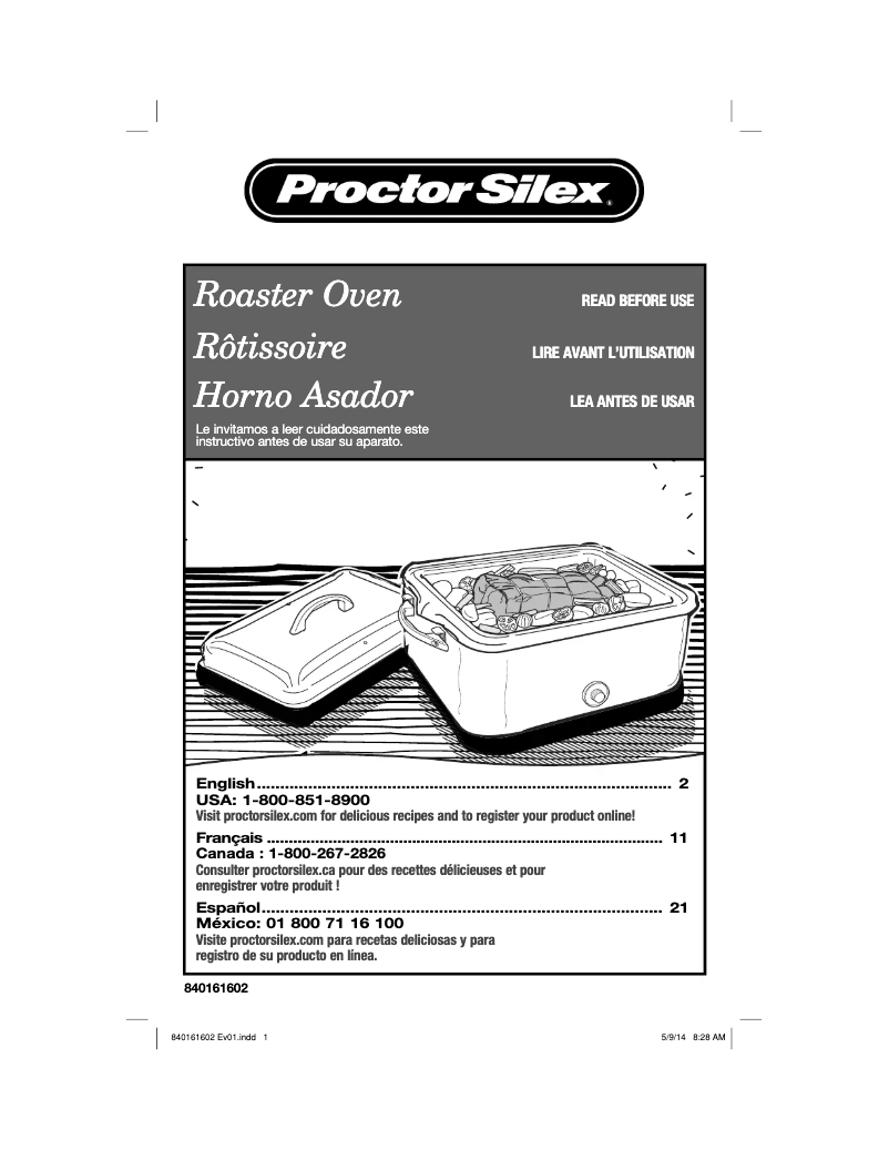 Page 1 de la notice Manuel utilisateur Proctor Silex 32190Y