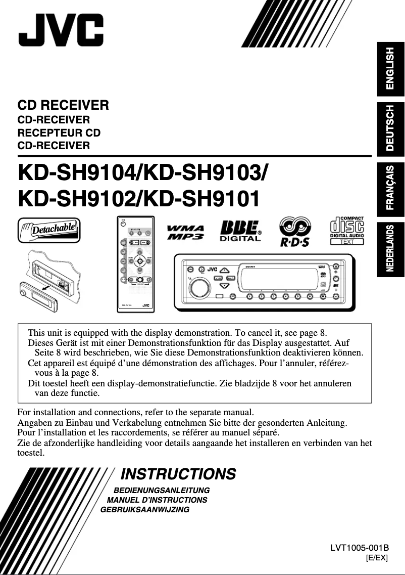 Page 1 of the manual User Manual JVC KD-SH9102