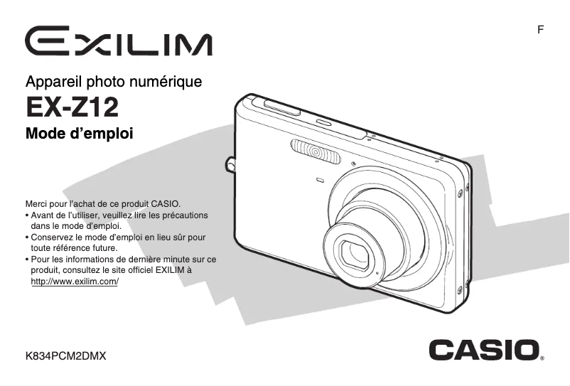 Page 1 de la notice Manuel utilisateur Casio Exilim EX-Z12