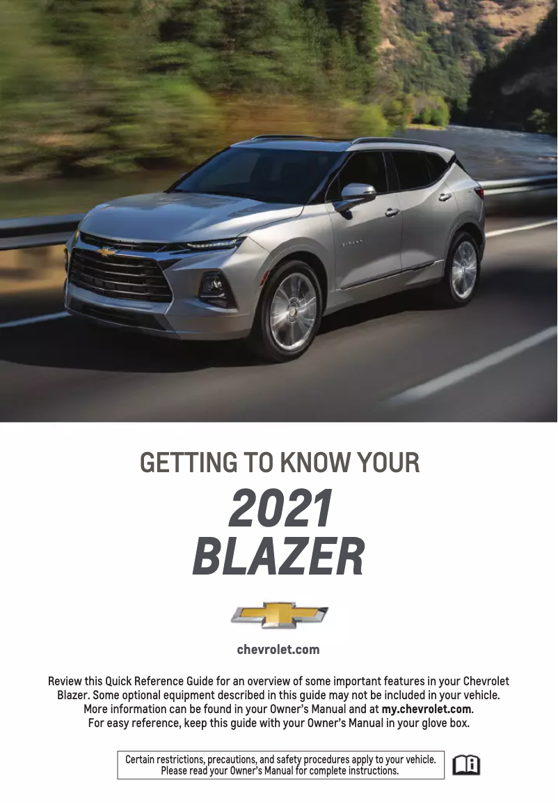 Page 1 de la notice Guide de démarrage rapide Chevrolet Blazer (2021)