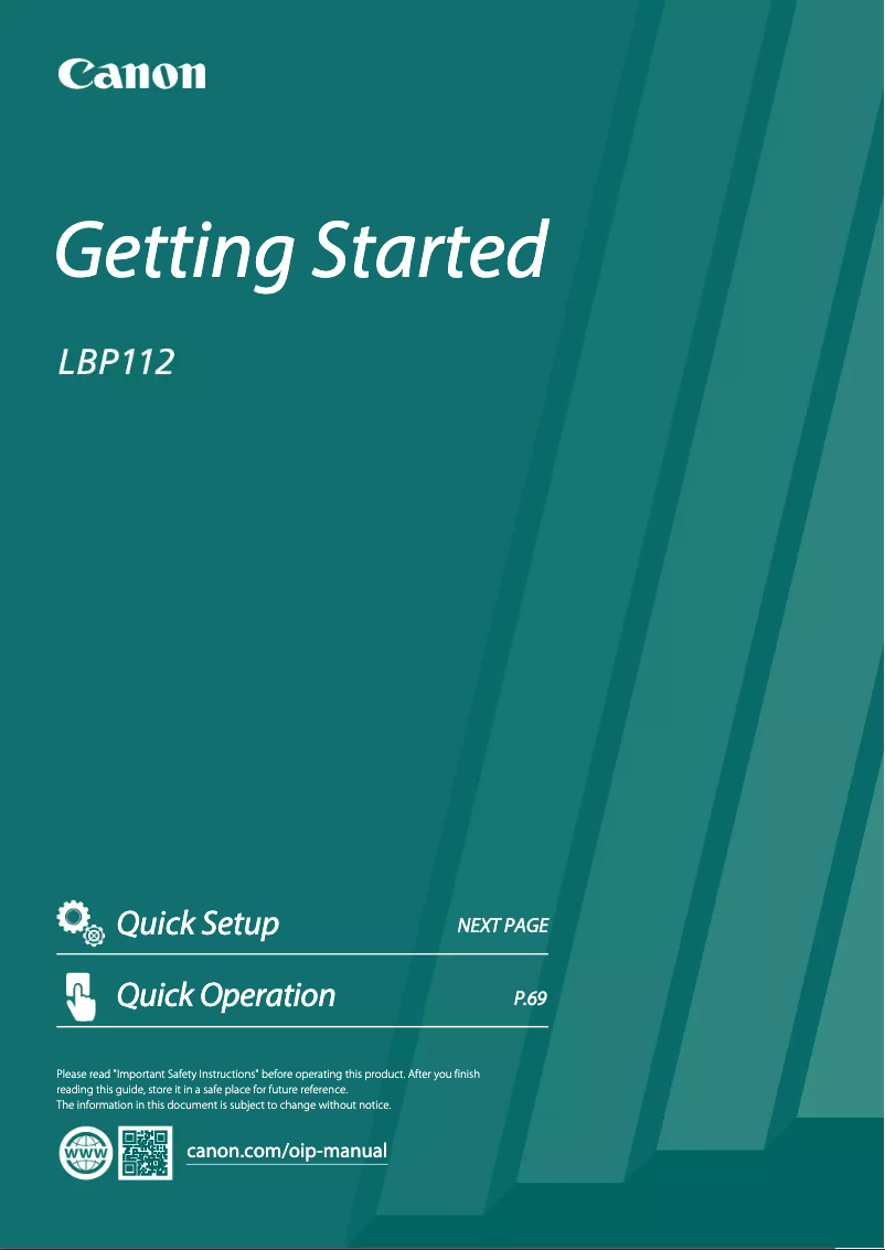 Image de la première page du manuel de l'appareil i-SENSYS LBP112