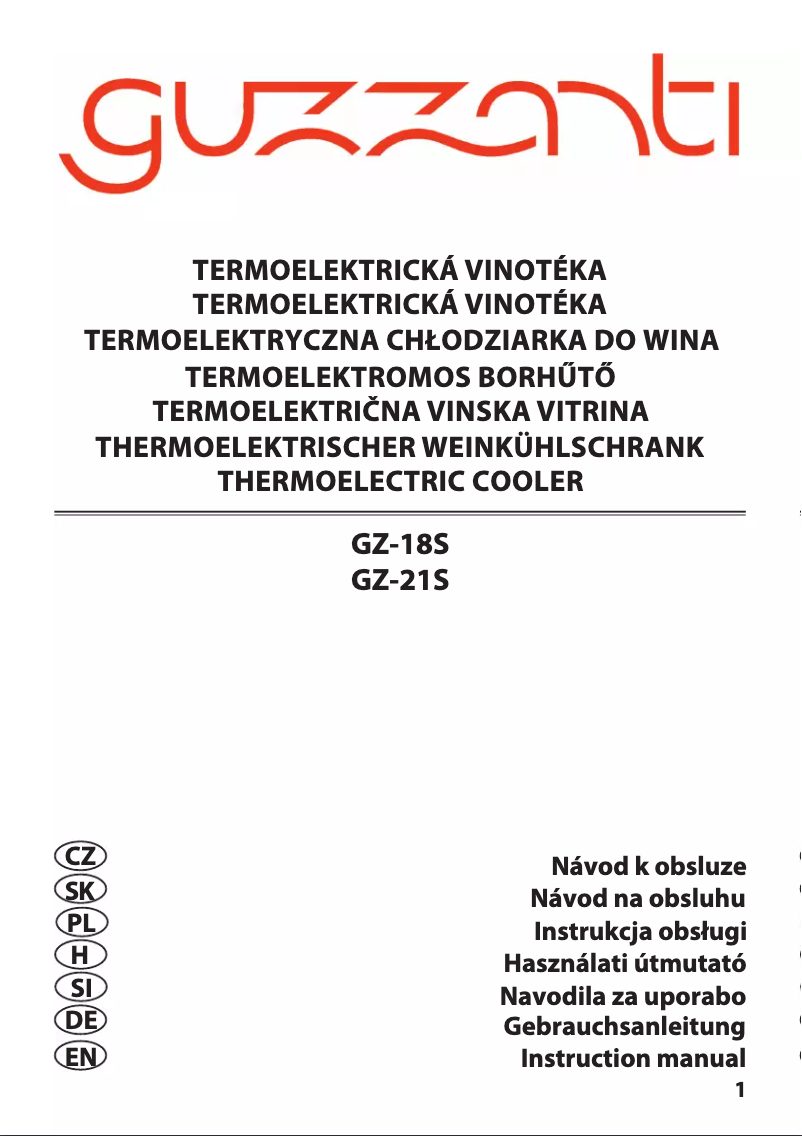 Page n°1 - Manuel utilisateur Guzzanti GZ-18S