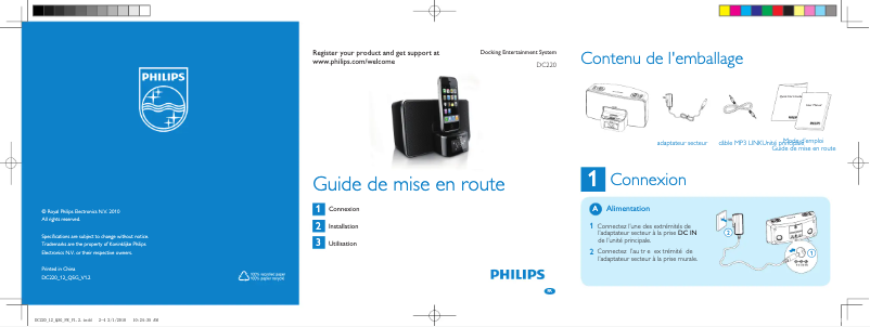 Page n°1 - Guide de démarrage rapide Philips DC220