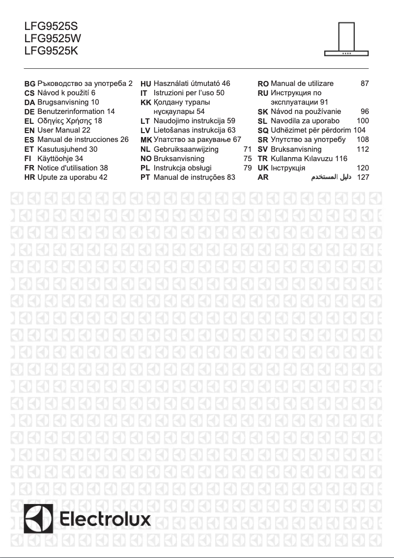 Page 1 de la notice Manuel utilisateur Electrolux LFG9525K