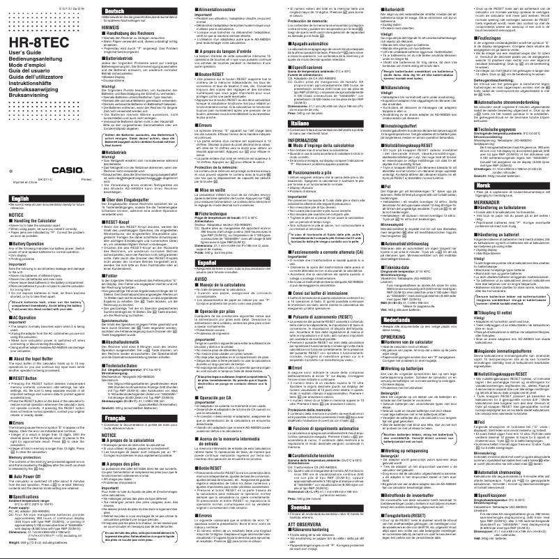 Image de la première page du manuel de l'appareil HR-8TEC