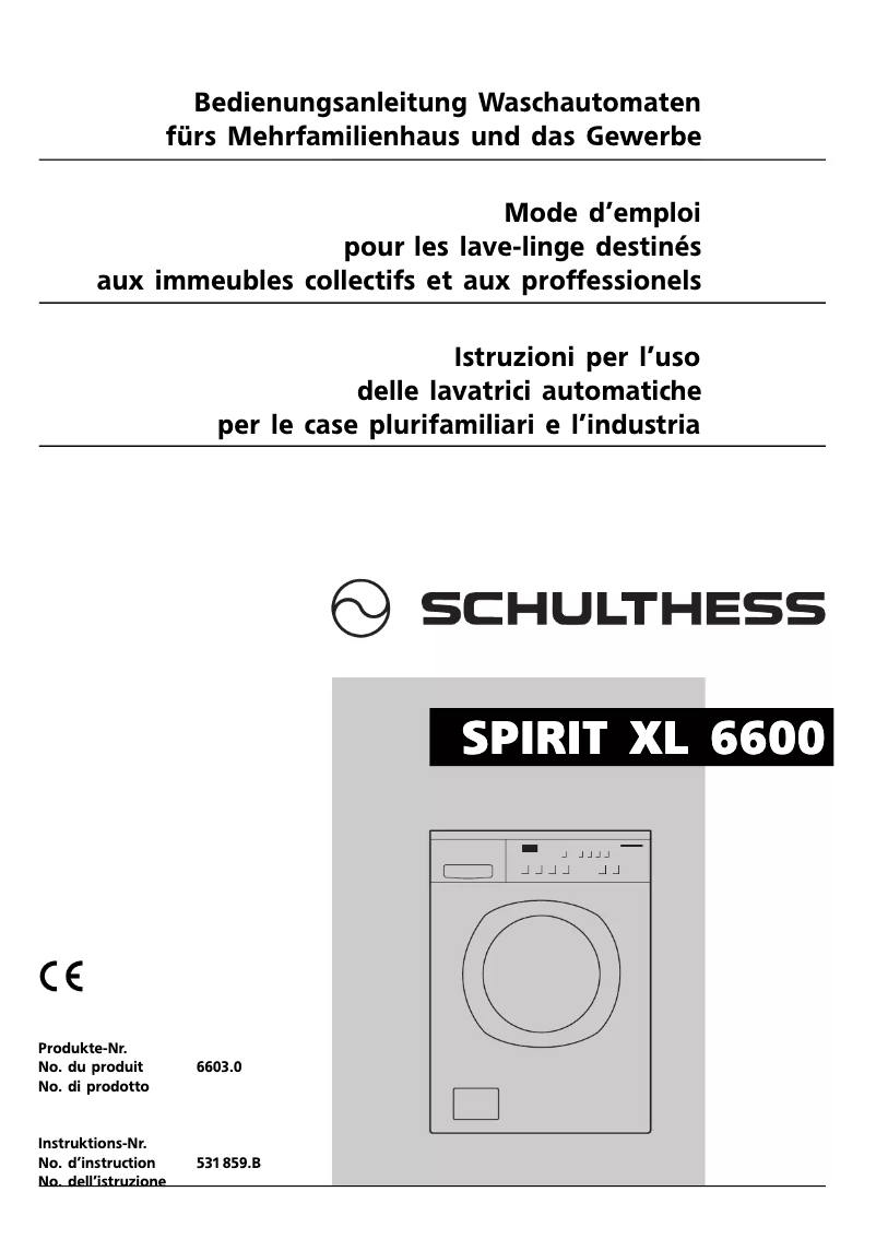 Page n°1 - Manuel utilisateur Schulthess Spirit TopLine XL 6600