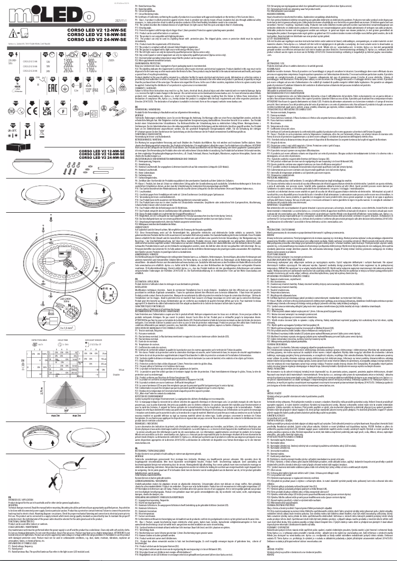Page 1 de la notice Manuel utilisateur Miledo Corso Led V2 12-NW-SE