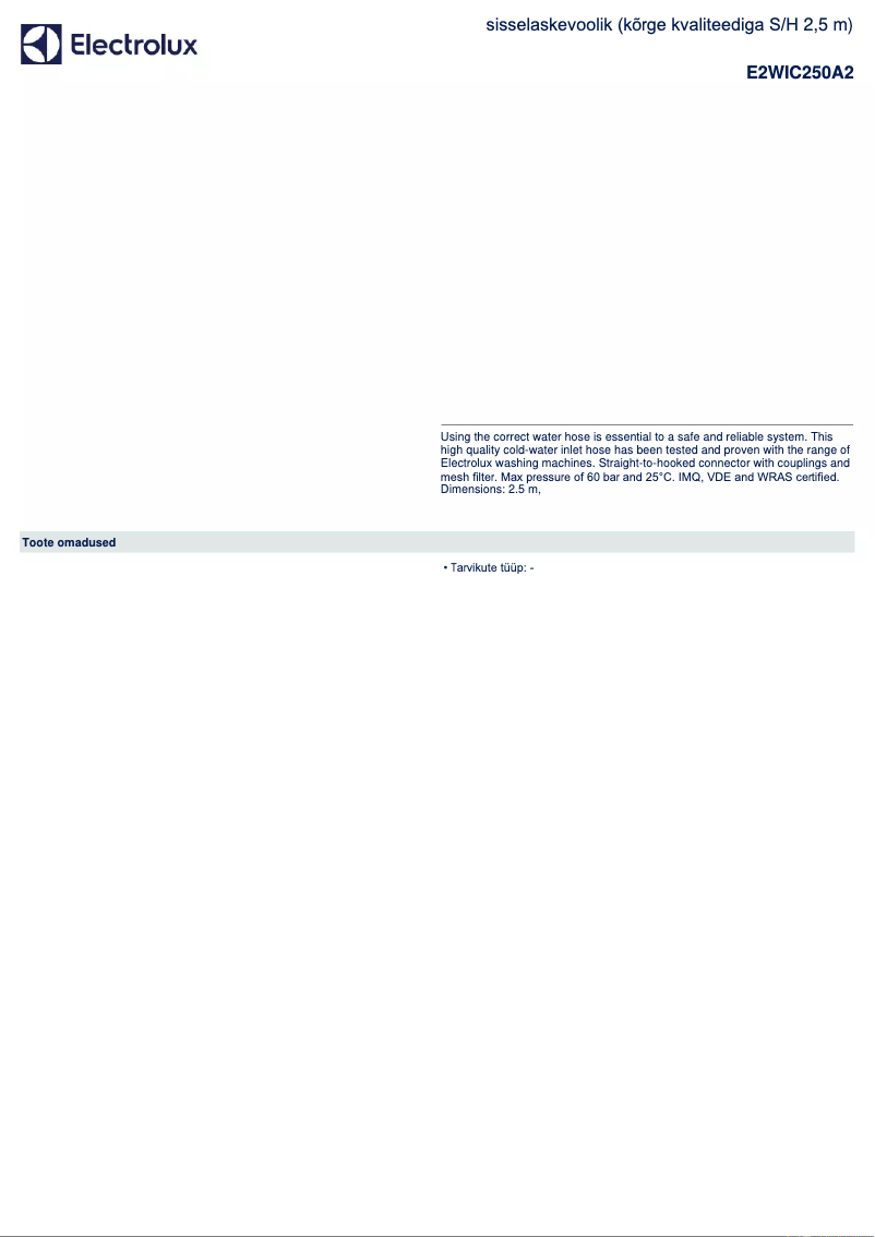 Page 1 de la notice Manuel utilisateur AEG E2WIC250A2