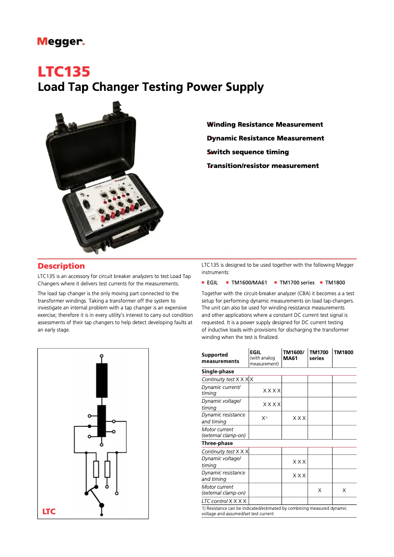 Page 1 de la notice Manuel utilisateur Megger LTC135