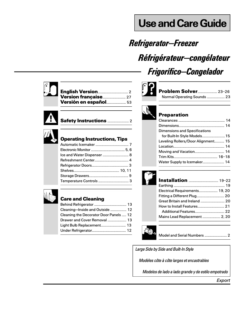 Imagen de la primera página del manual del dispositivo Profile TFG30PFDWW