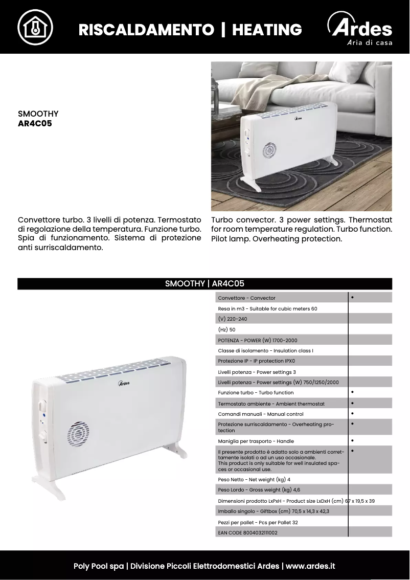 Page n°1 - Fiche technique Ardes AR4C05