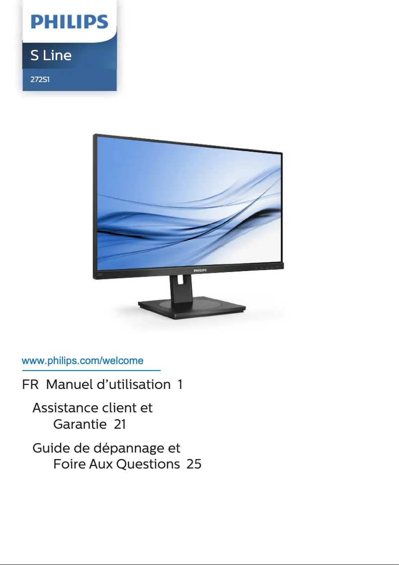 Page 1 de la notice Manuel utilisateur Philips 272S1AE