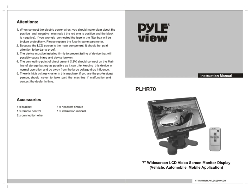 Page n°1 - Manuel utilisateur Pyle PLHR70