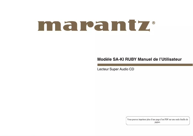 Page 1 of the manual User Manual Marantz SA-KI RUBY