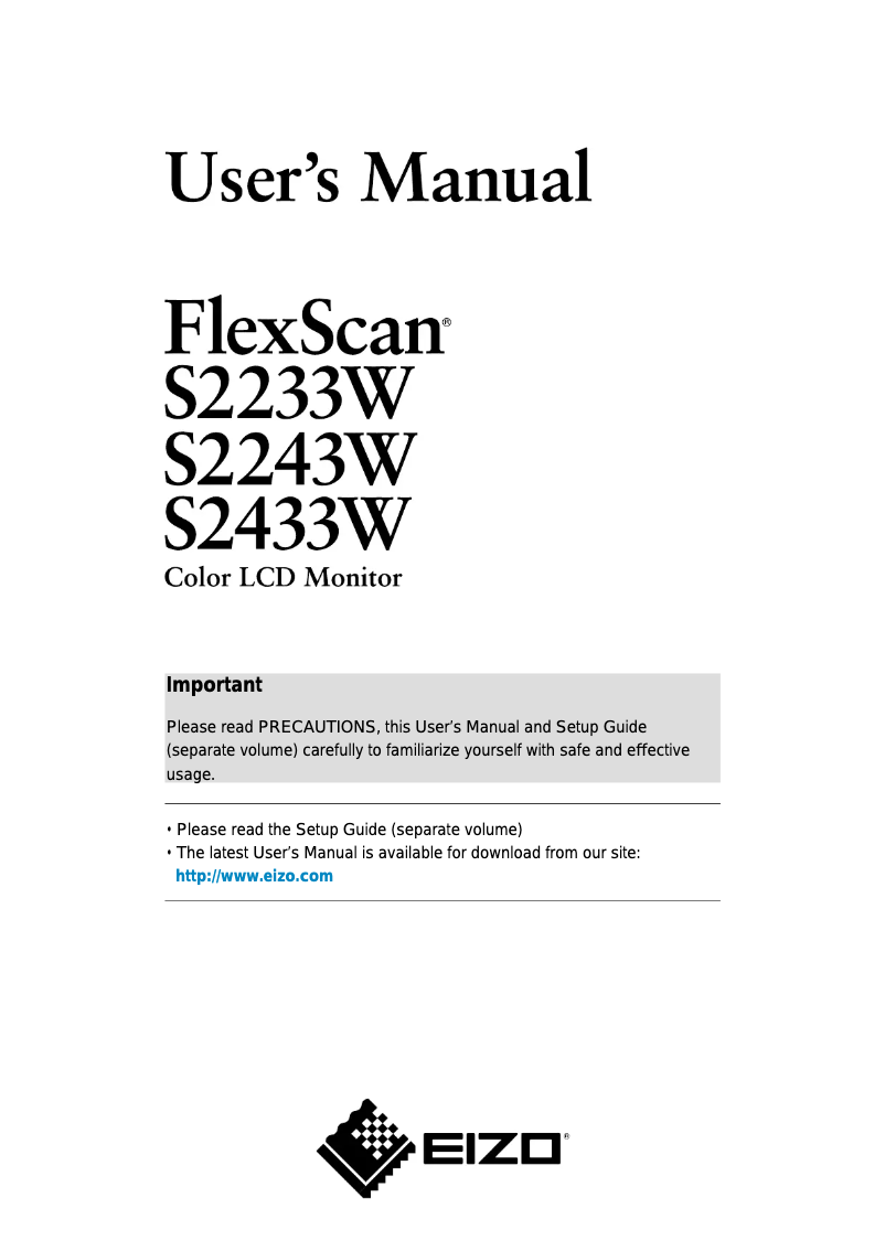 Page 1 de la notice Manuel utilisateur Eizo S2433W