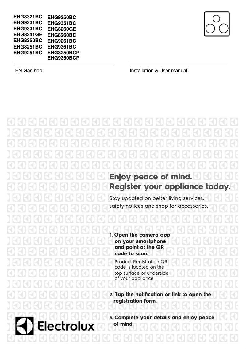 Page 1 de la notice Manuel utilisateur Electrolux EHG8260GE