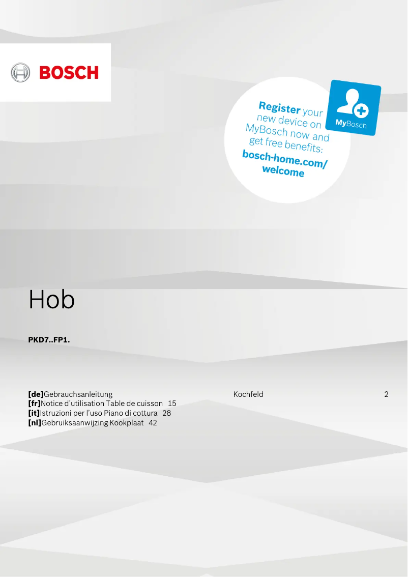 Page 1 de la notice Manuel utilisateur Bosch PKD751FP1E